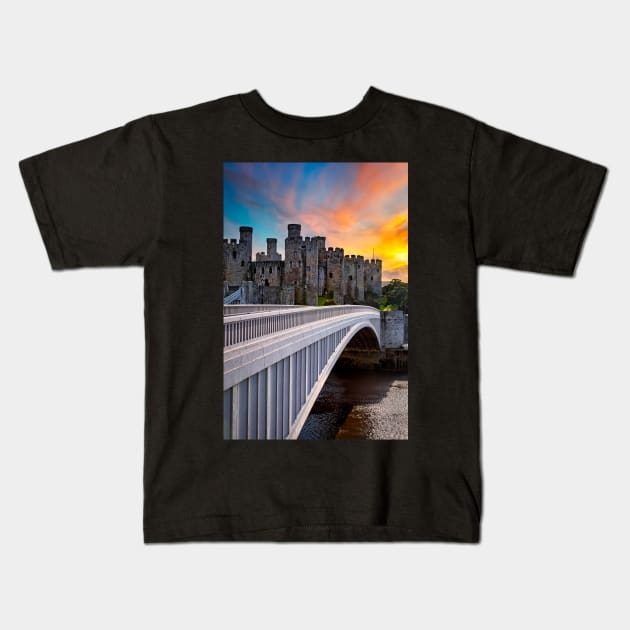 Conwy Castle Wales Kids T-Shirt by Adrian Evans Photography